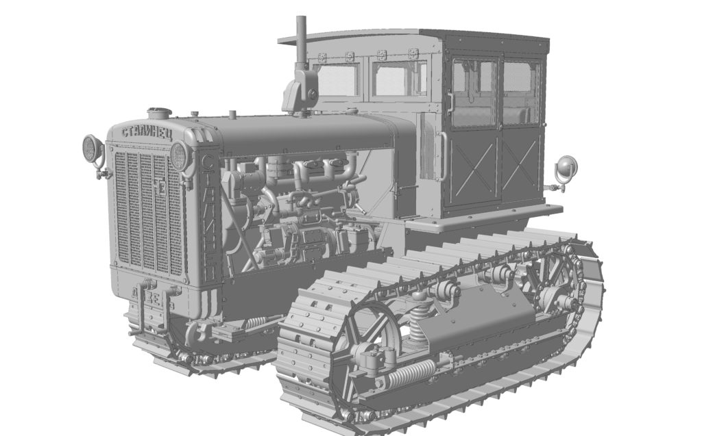 3D renders of the S-65 «Stalinets» tractor